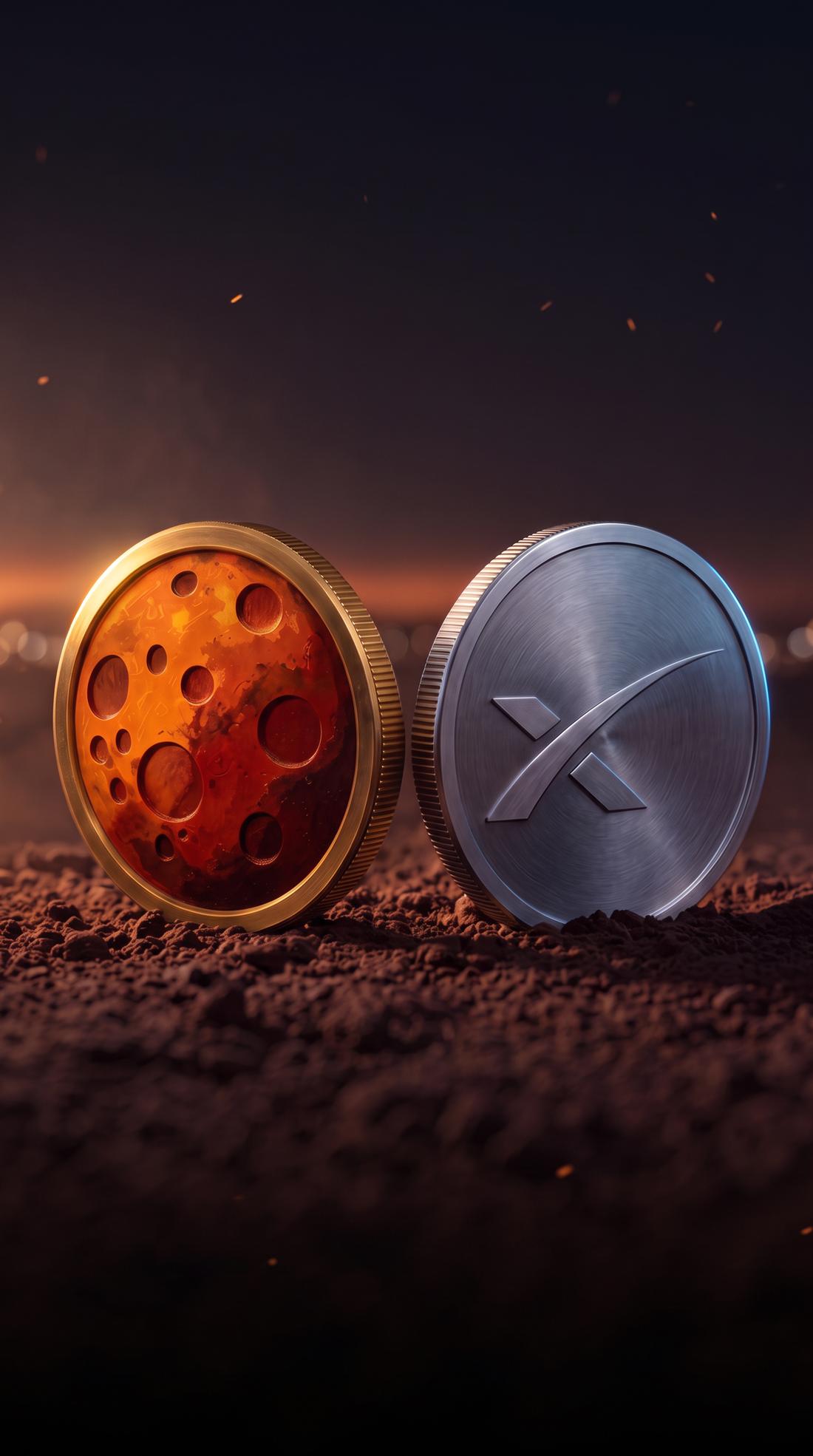 MarsCoin and SPCXB minted tokens on Martian ground